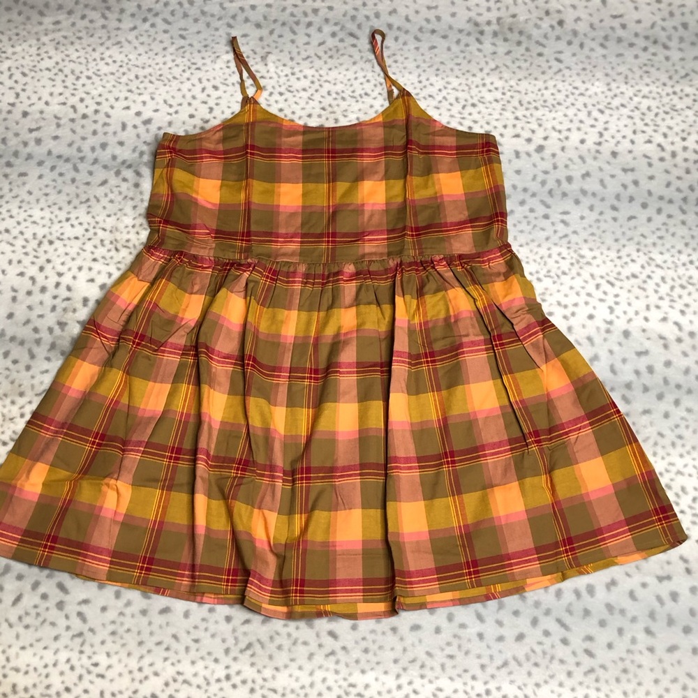 Madewell Plaid Sundress in Mustard, Pink & Olive
